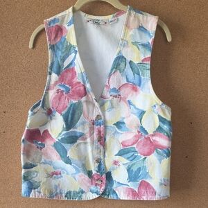 Orvis Vintage Made In USA  Floral Print Cotton Vest Size M